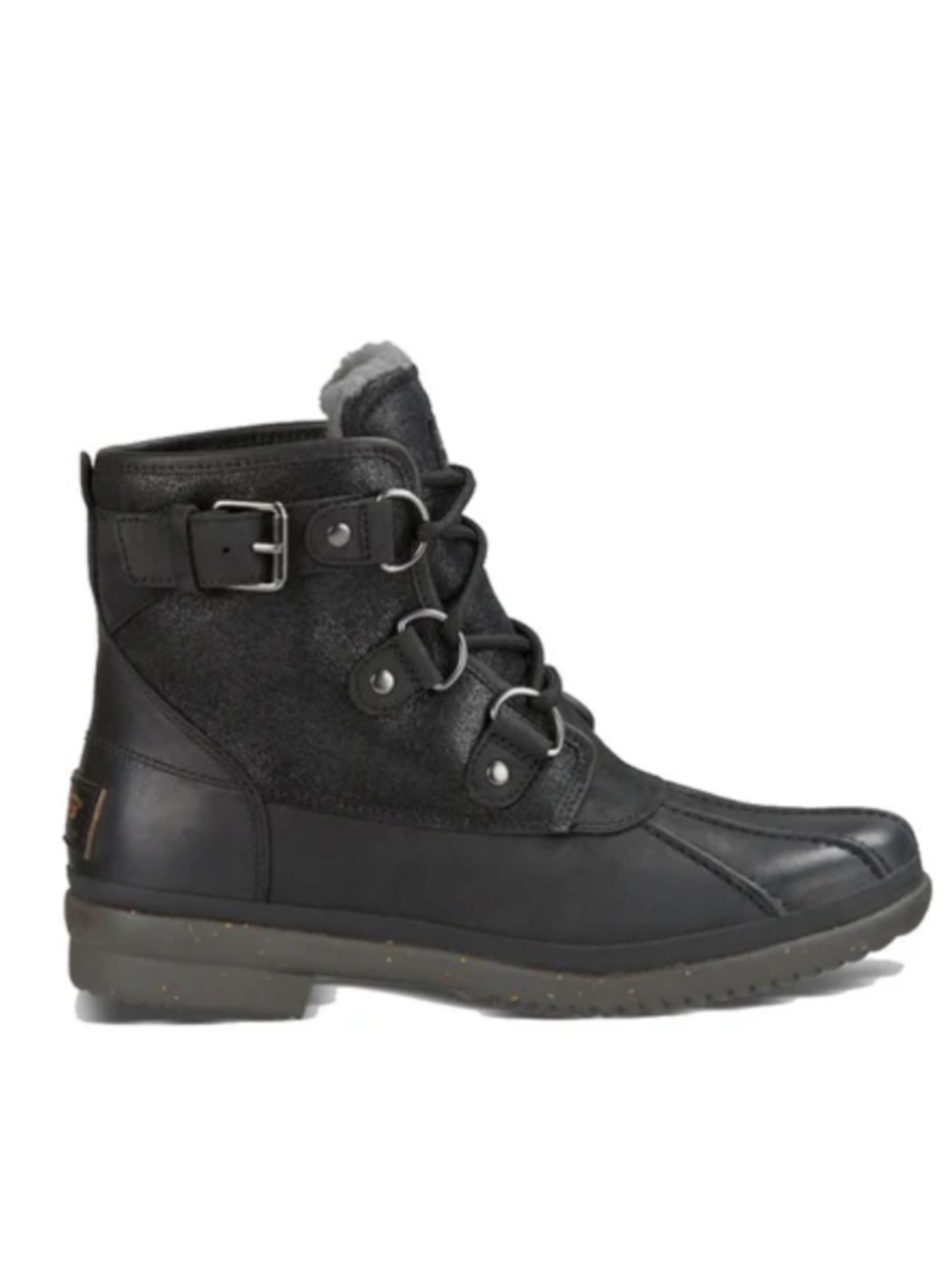 UGG Boots Womens 8.5 Black Cecile Waterproof Fur Lined Lace Up Ankle Duck Winter